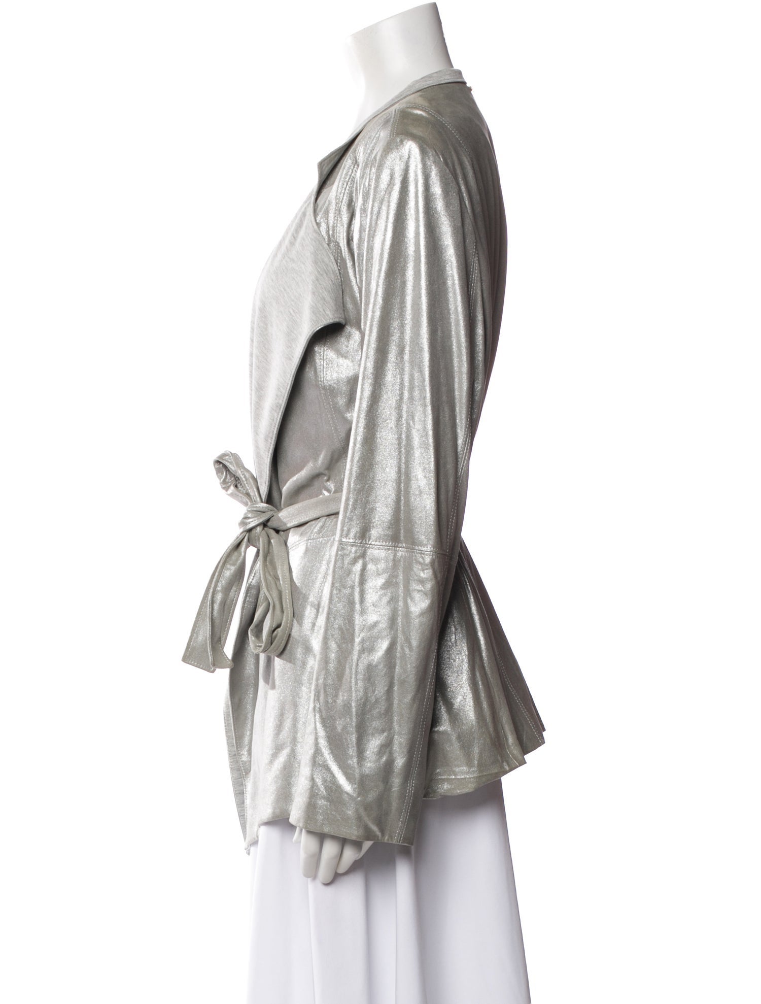 St. John Leather Colorblock Pattern Sweater