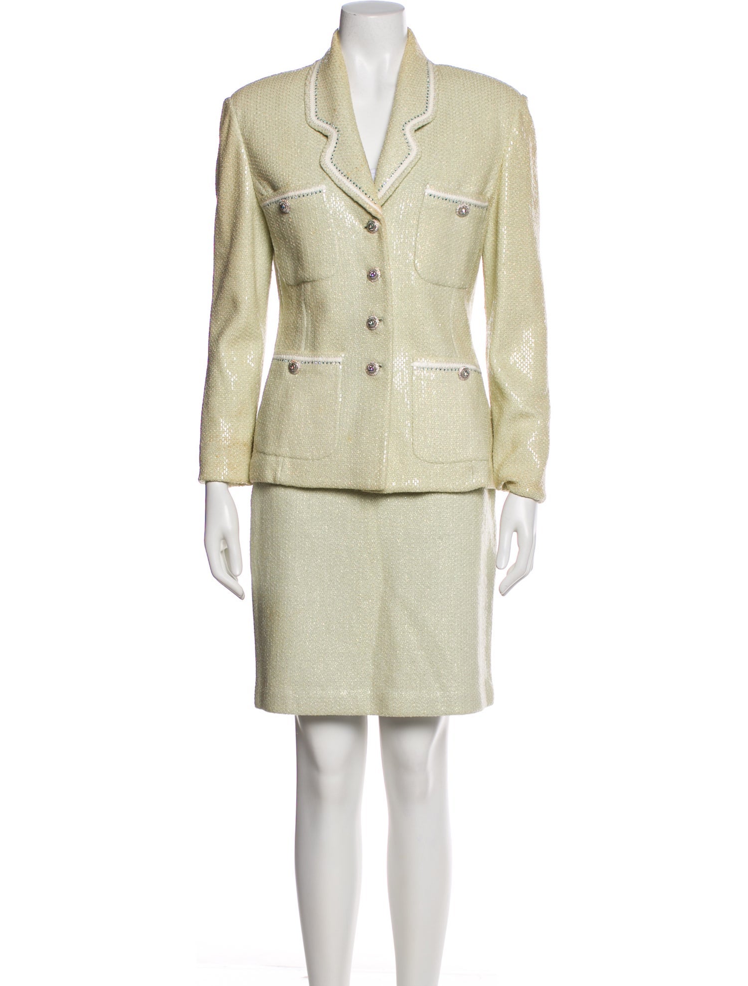 St. John Couture Crystal Embellishments Skirt Suit