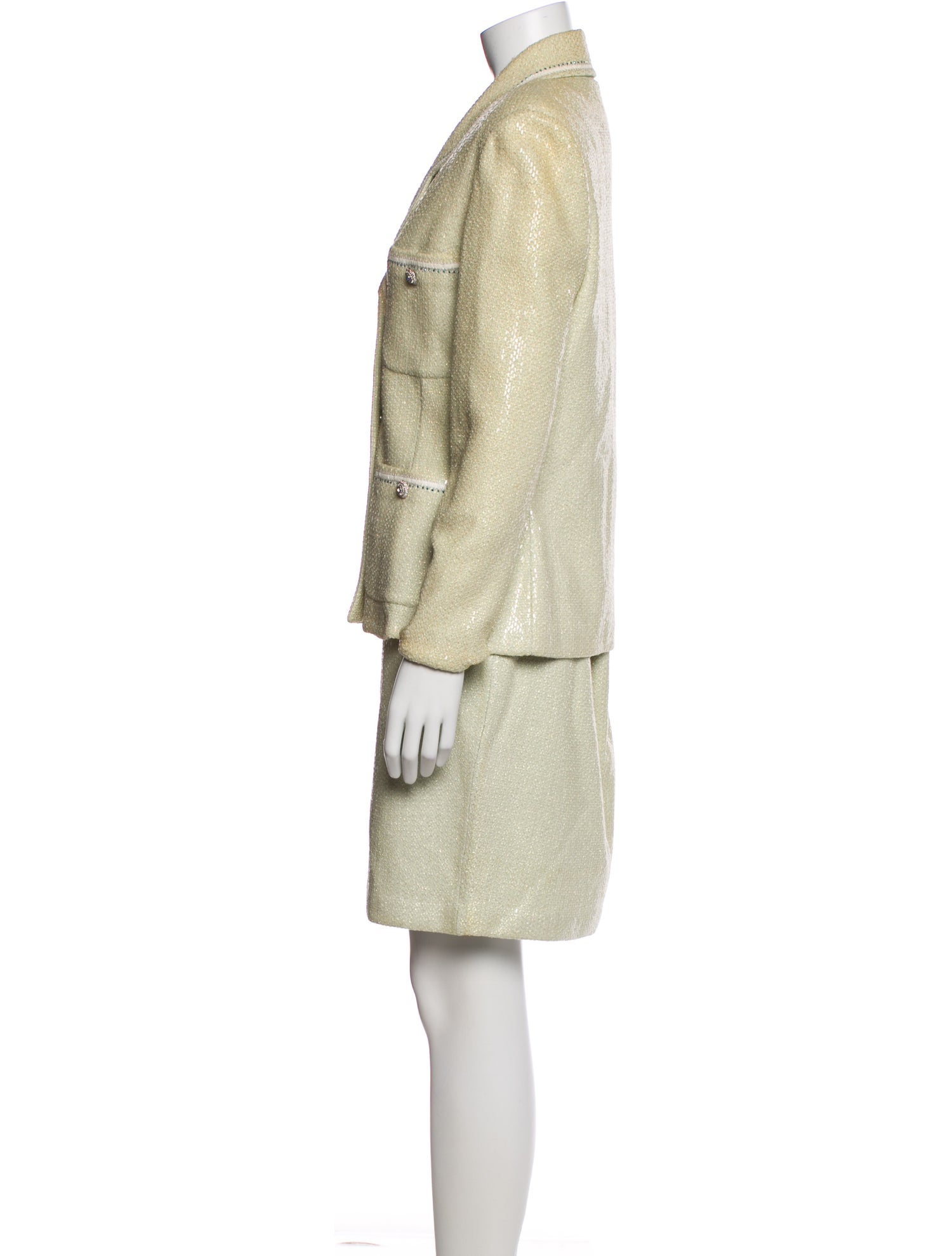 St. John Couture Crystal Embellishments Skirt Suit