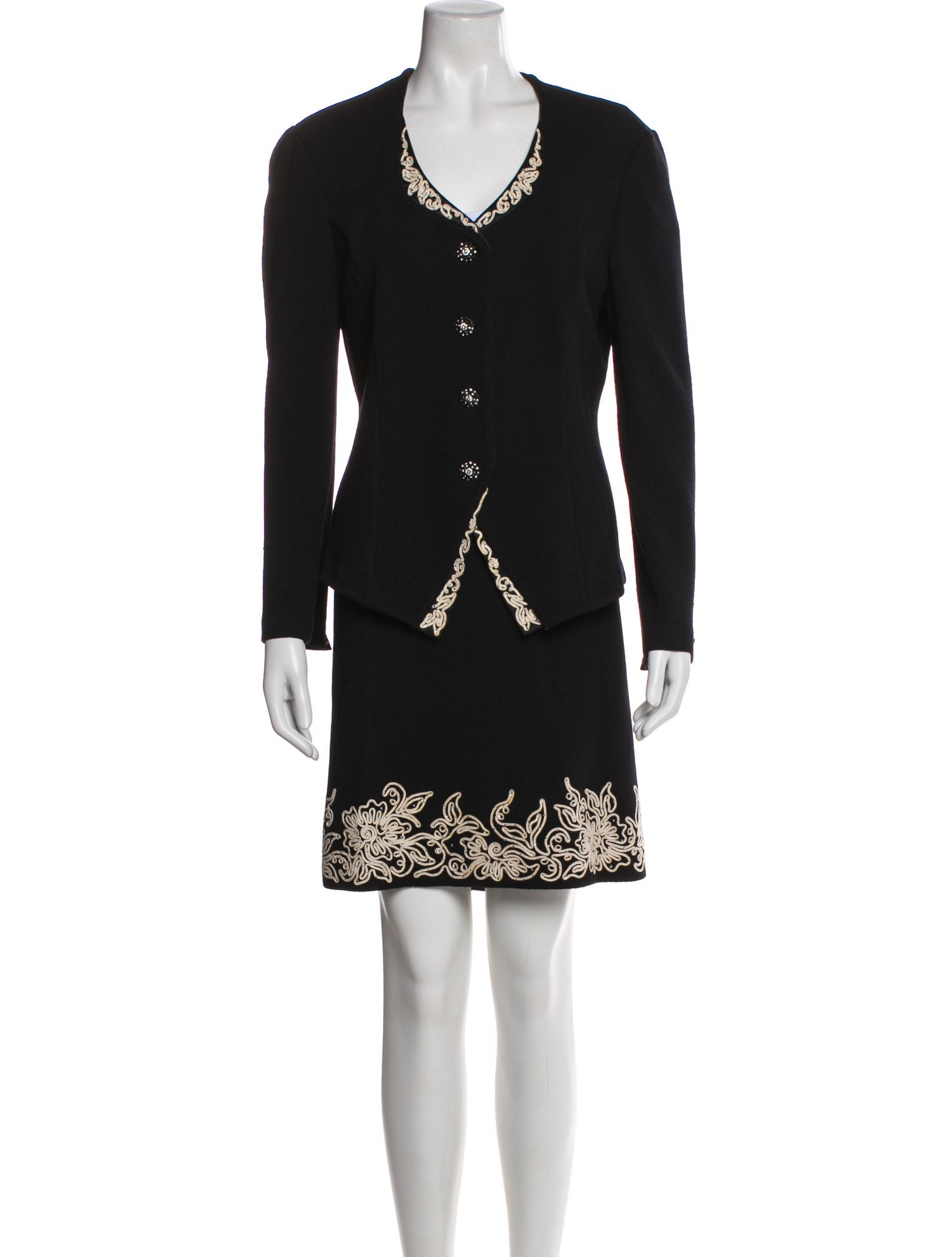 St. John Evening Embroidered Accent Skirt Set