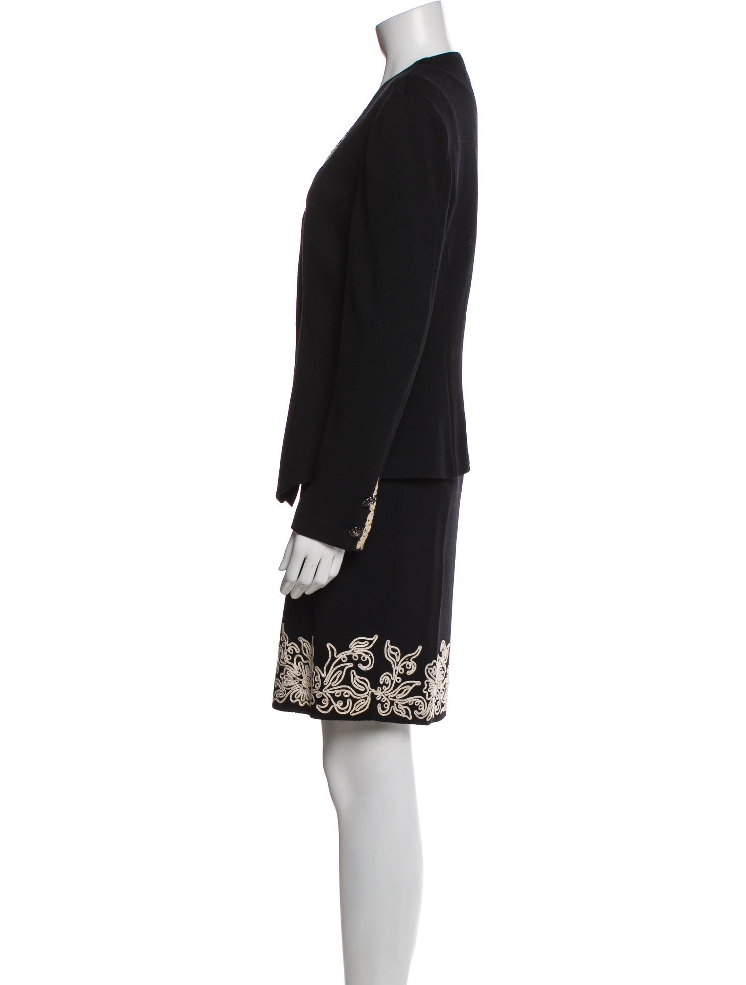 St. John Evening Embroidered Accent Skirt Set