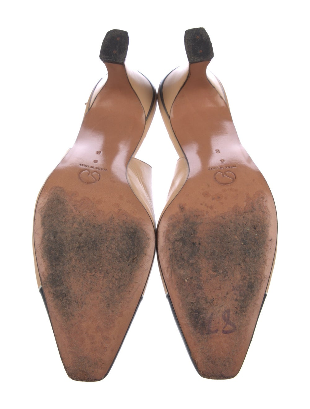 St. John Leather Colorblock Pattern Slingback Pum… - image 5