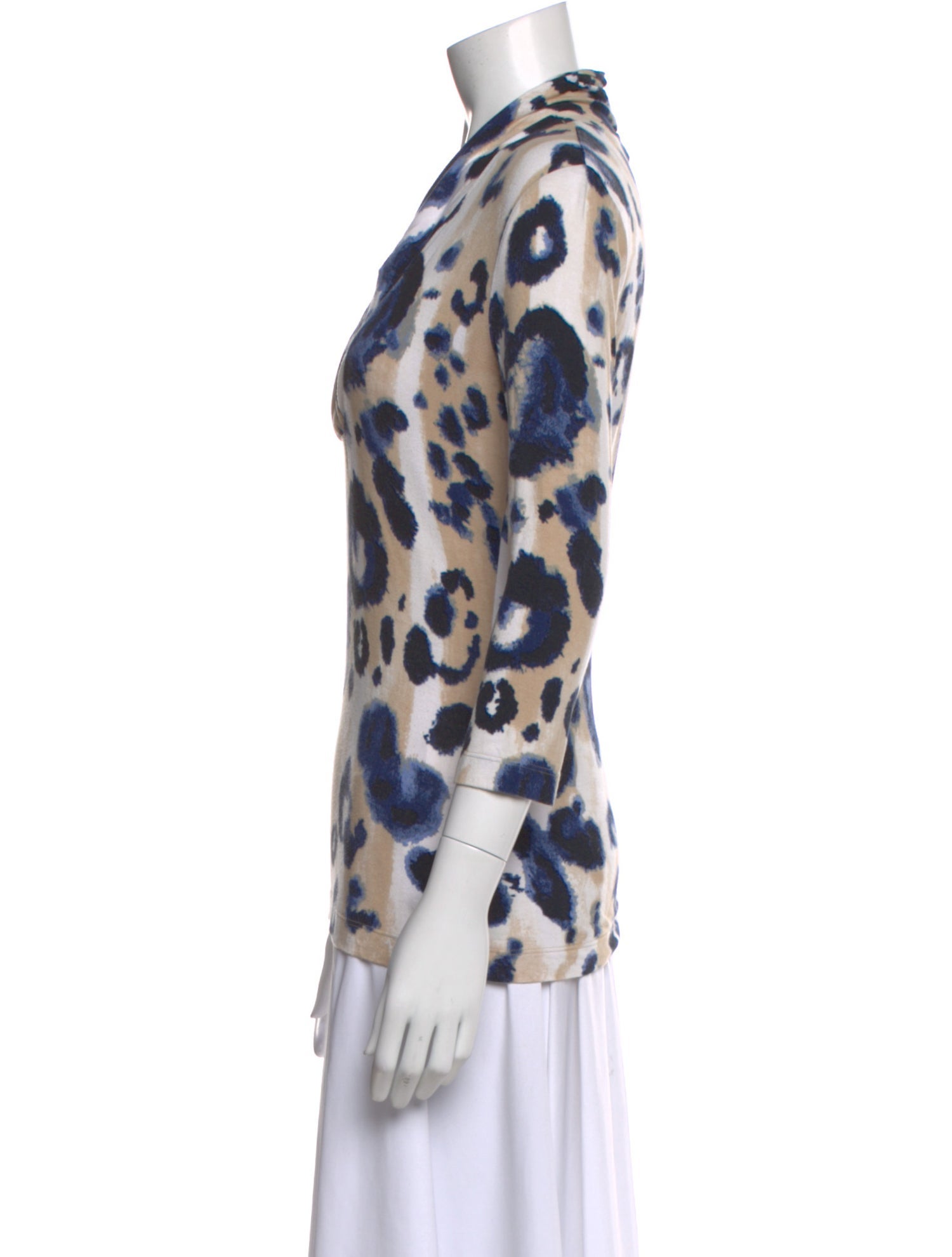 St. John Animal Print Cowl Neck Top
