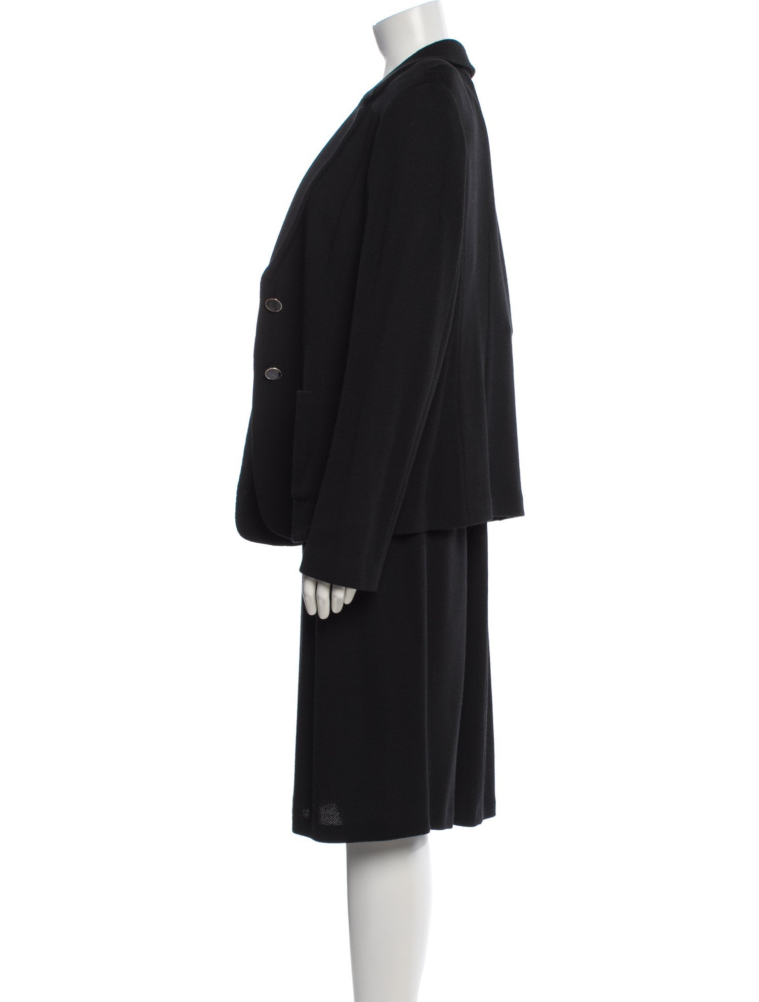 St. John Wool Leather Trim Embellishment Dress Set