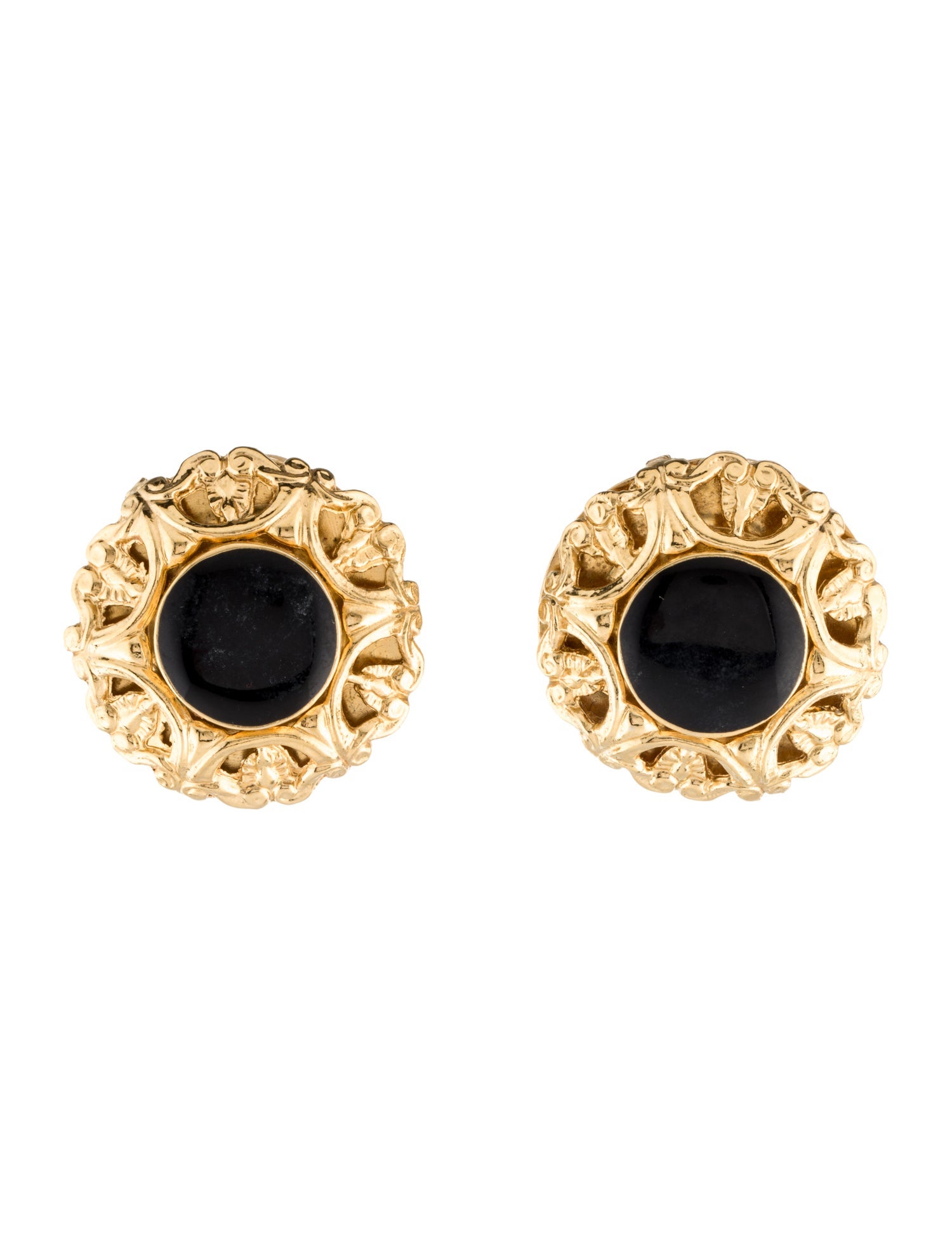 St. John Enamel Button Clip-On Earrings