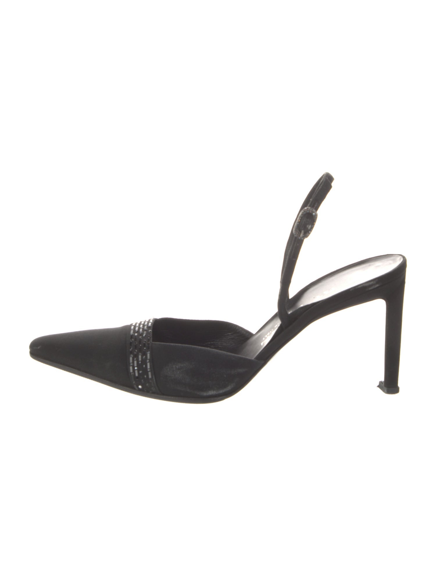 St. John Satin Crystal Embellishments Slingback Pumps