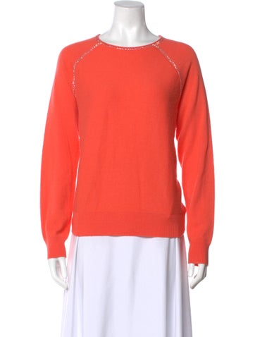 Pre-owned St John Cashmere Crew Neck Sweater In Orange