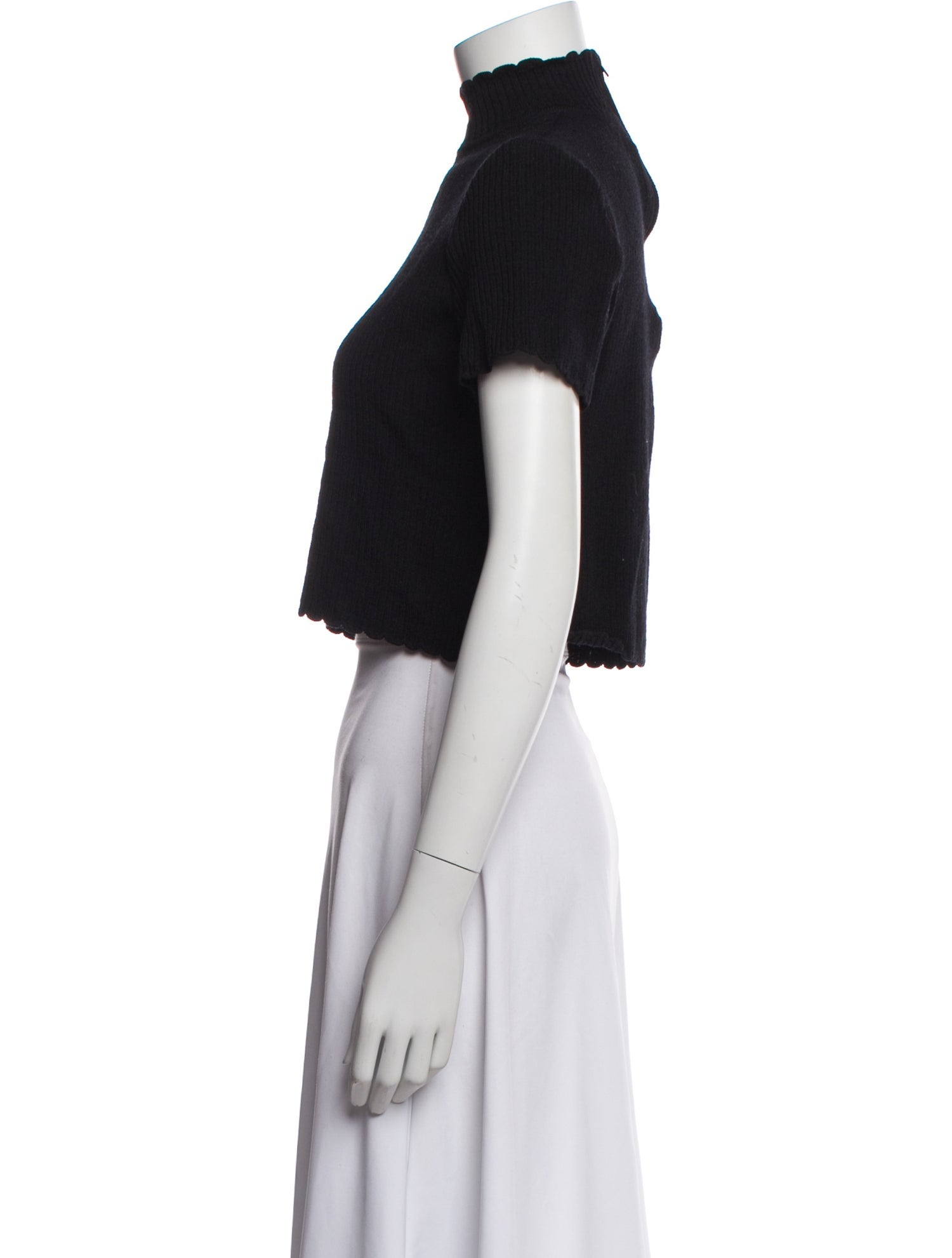 St. John Wool Mock Neck Crop Top