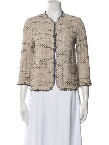 Pre-owned St John Tweed Pattern Evening Jacket In Neutral