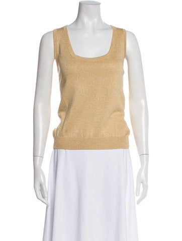 Pre-owned St John Wool Scoop Neck Top In Yellow