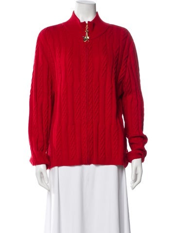 Pre-owned St John Cashmere Mock Neck Sweater In Red