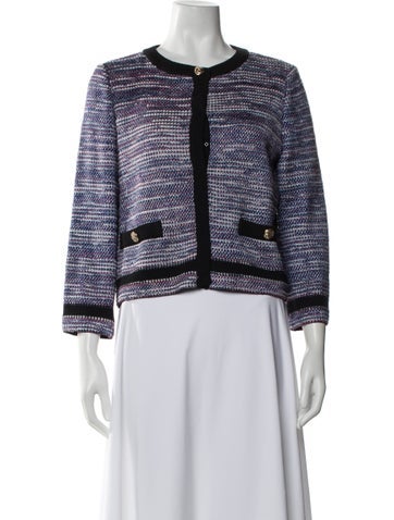 Pre-owned St John Tweed Pattern Evening Jacket In Blue