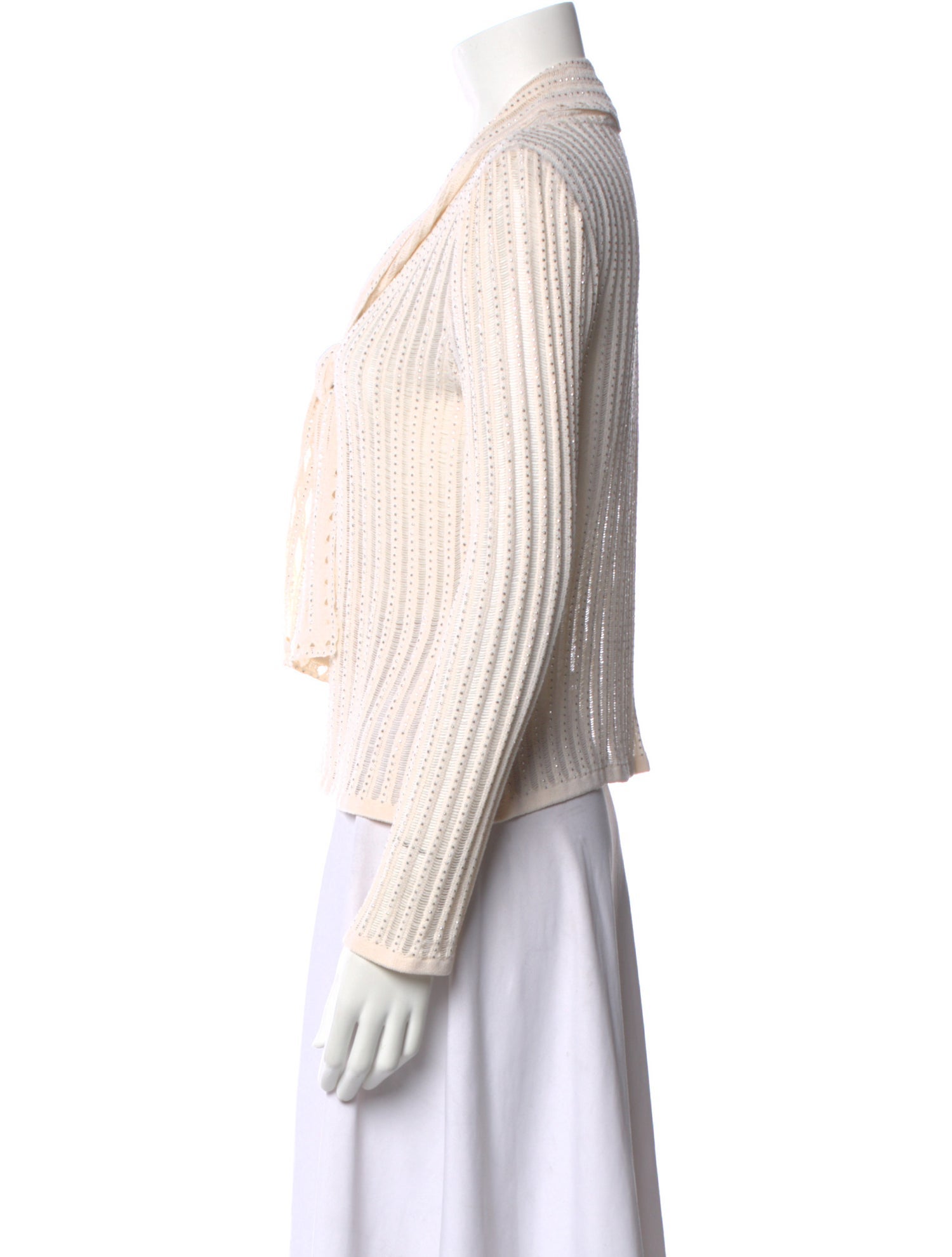 St. John Evening Tie Neck Long Sleeve Top