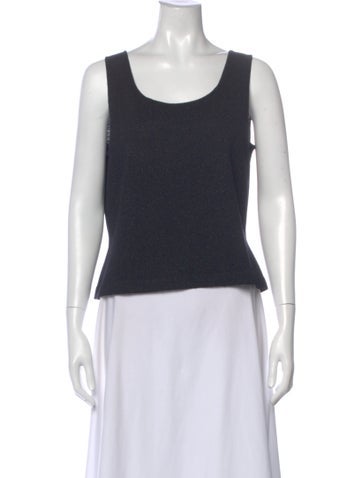 Pre-owned St John Wool Scoop Neck Sweater In Blue