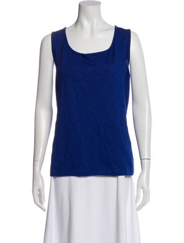 Pre-owned St John Scoop Neck Sleeveless Top In Blue