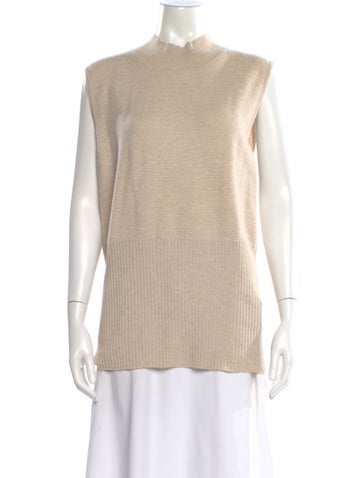 Pre-owned St John Cashmere Mock Neck Sweater In Neutral
