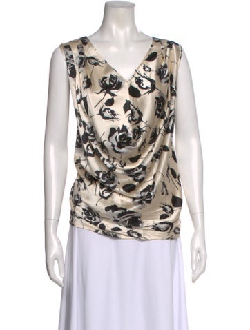 Pre-owned St John Silk Floral Print Blouse