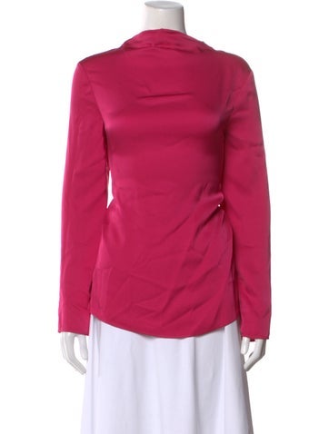 Pre-owned St John Silk Cowl Neck Blouse In Pink