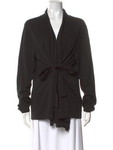 Pre-owned St John Silk V-neck Sweater In Black