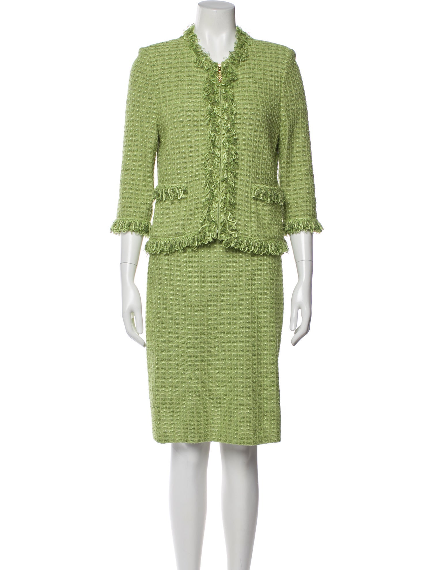 St. John Collection Tweed Pattern Skirt Suit