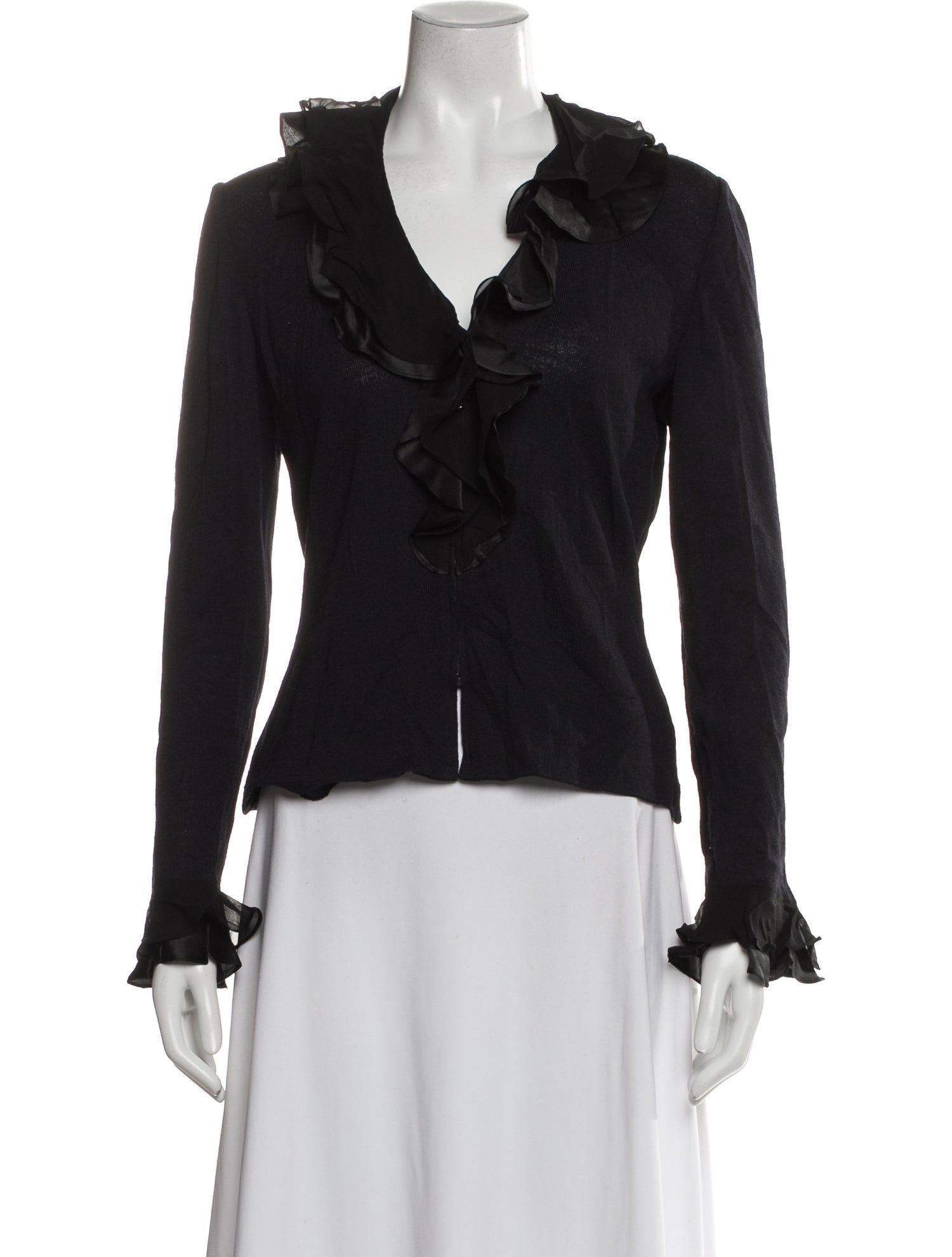 St. John Evening Wool V-Neck Top