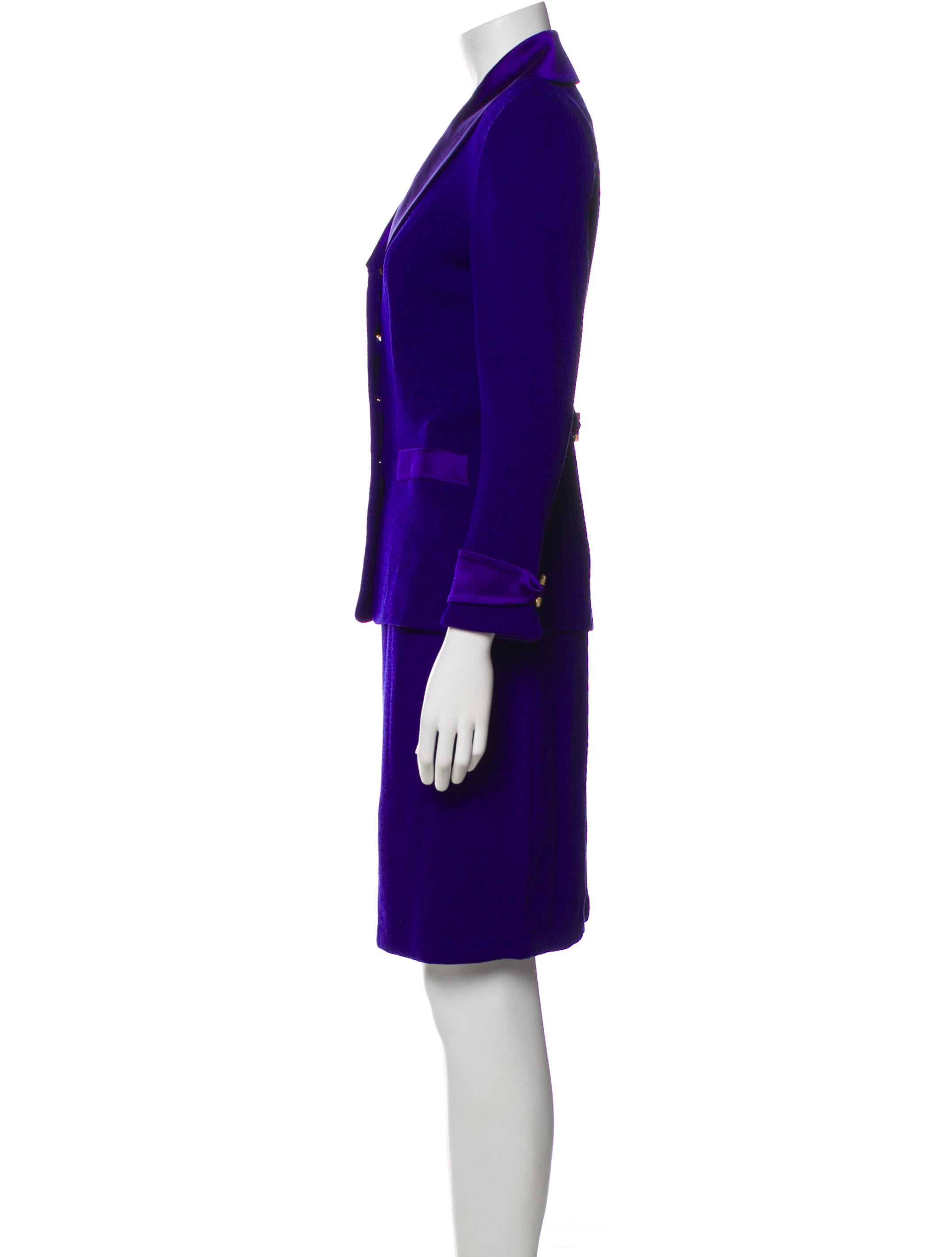 St. John Evening Wool Crystal Embellishments Skirt Suit