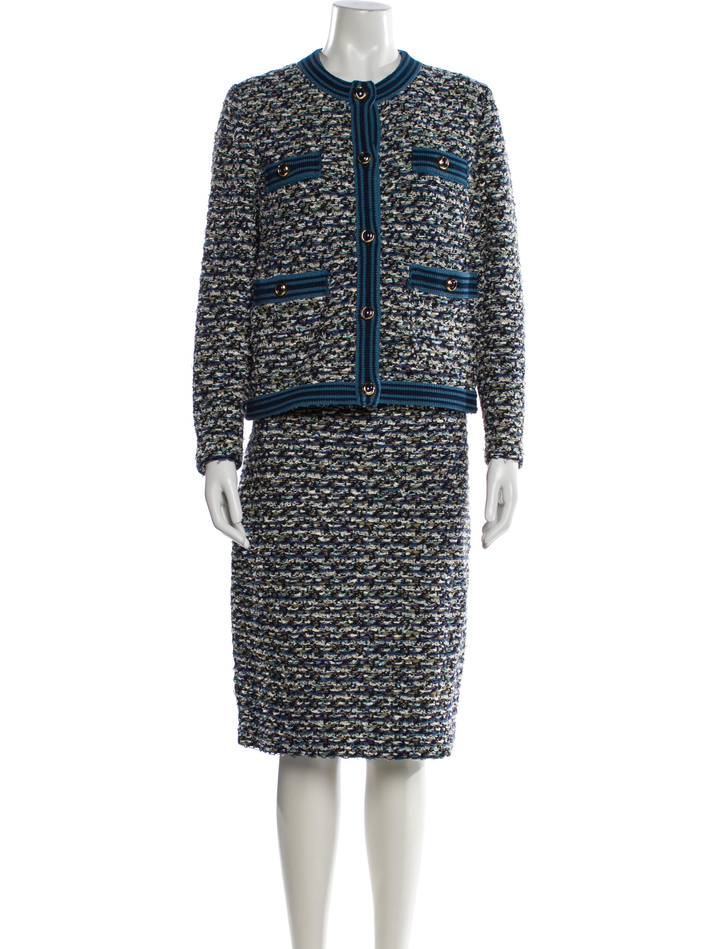 St. John Tweed Pattern Skirt Suit