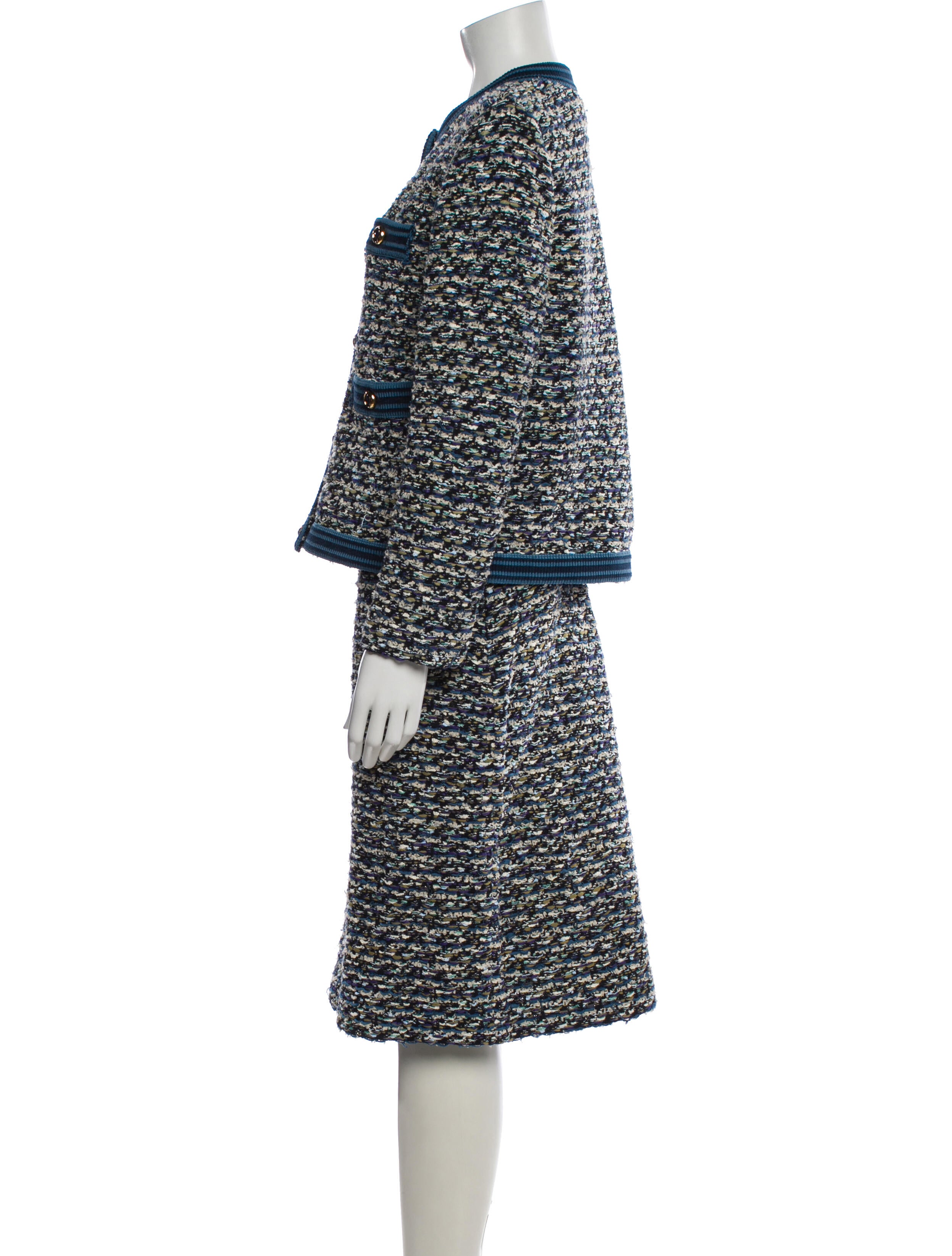 St. John Tweed Pattern Skirt Suit