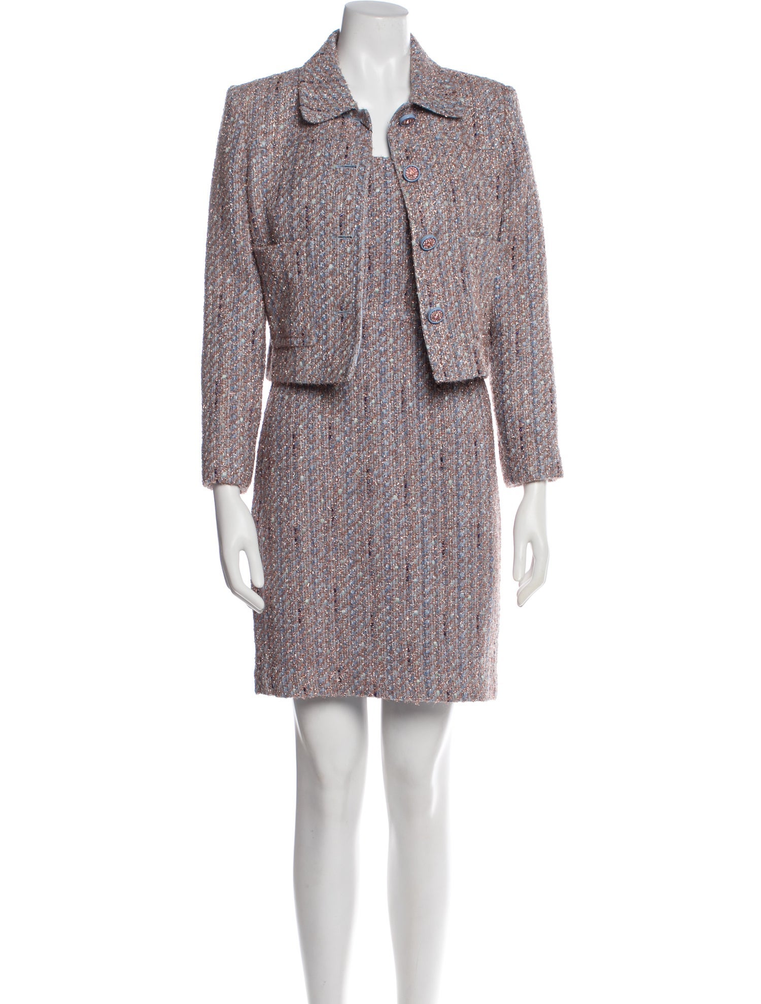 St. John Tweed Pattern Skirt Suit