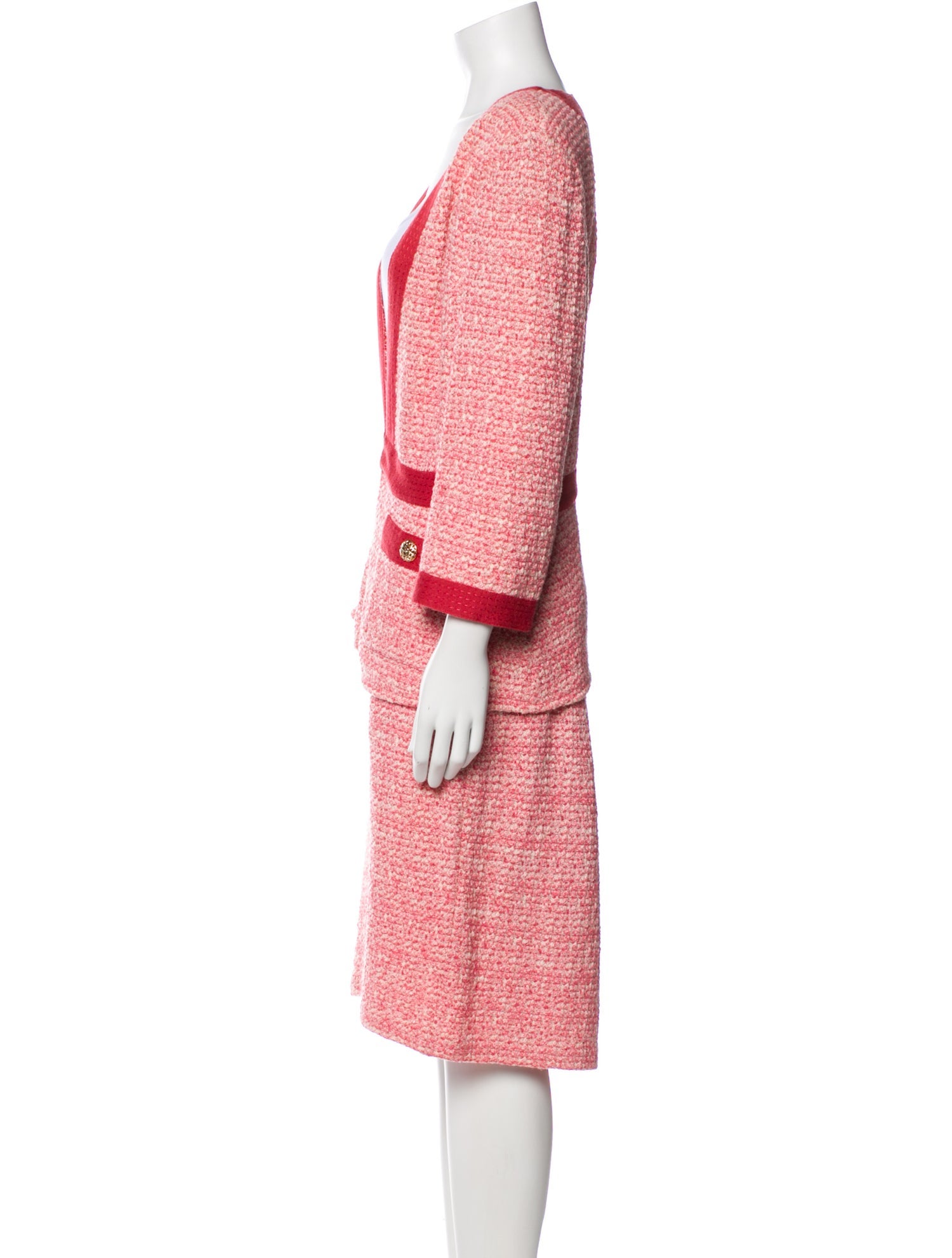 St. John Wool Tweed Pattern Skirt Suit