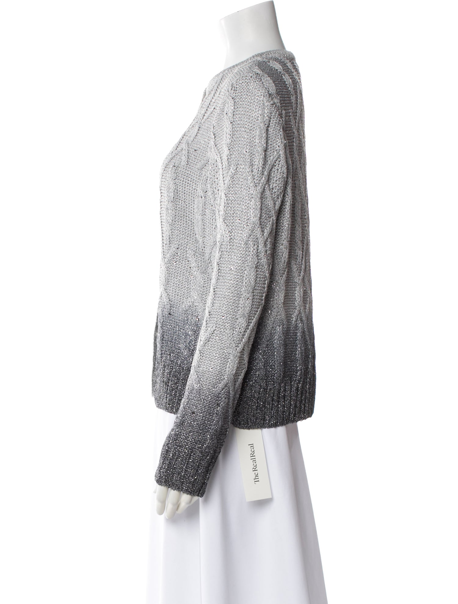 St. John Colorblock Pattern Crew Neck Sweater