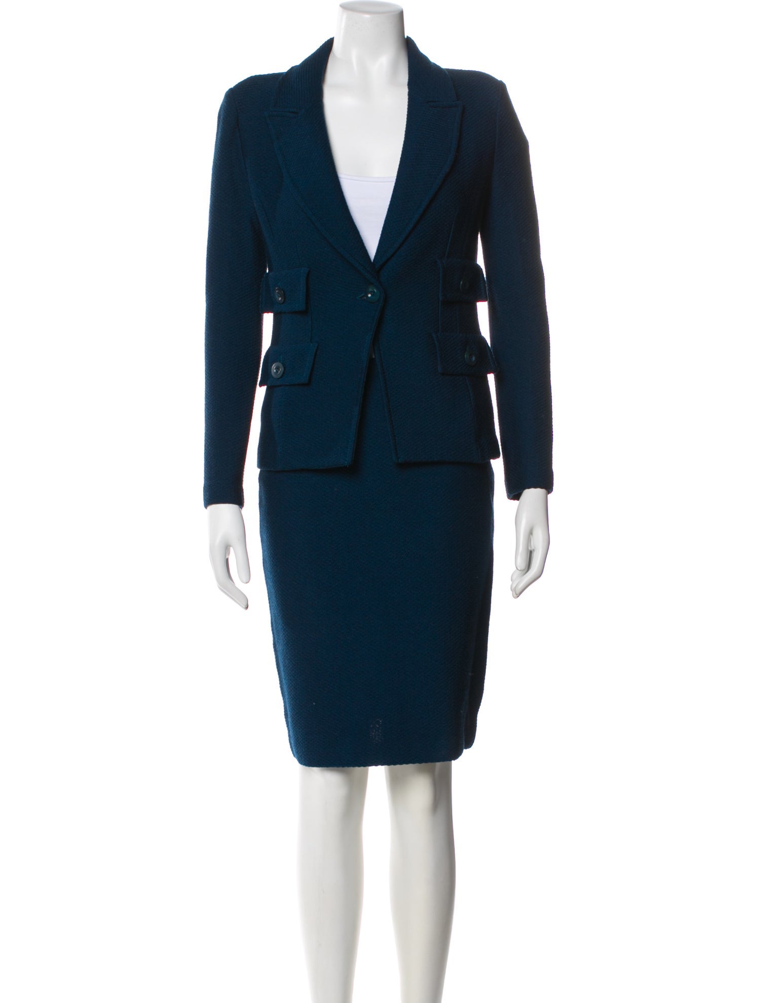 St. John Wool Crystal Embellishments Skirt Suit