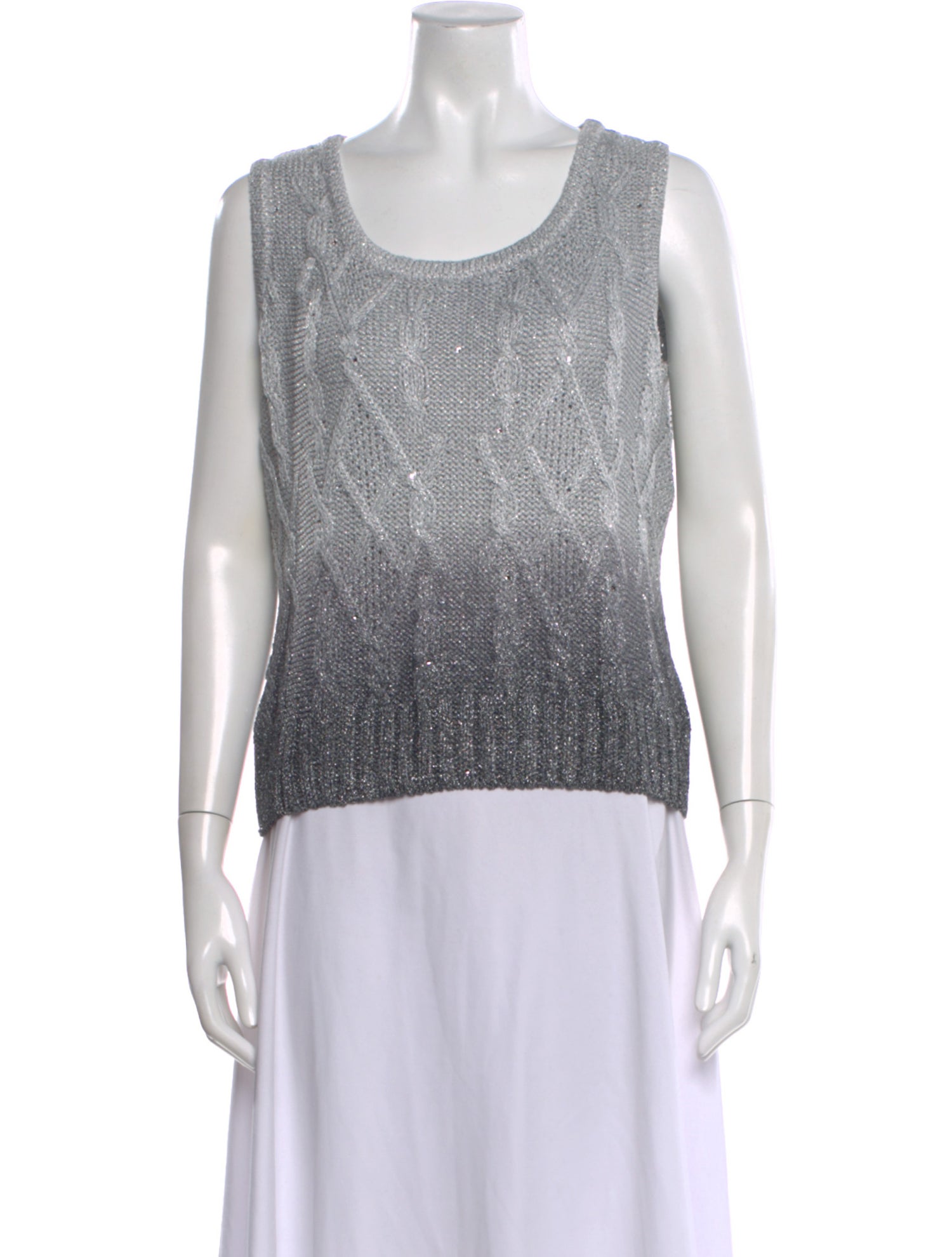 St. John Colorblock Pattern Crew Neck Top