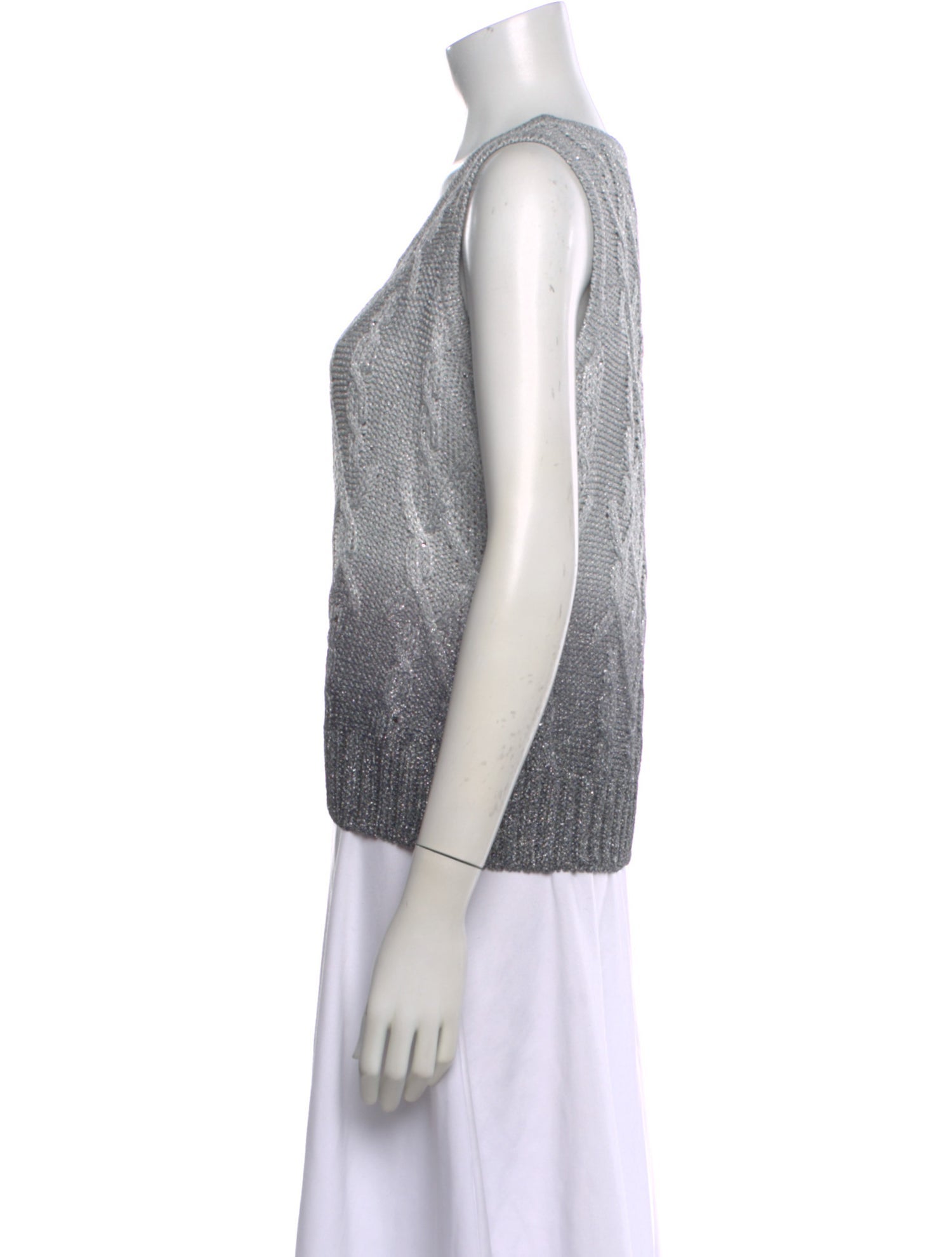 St. John Colorblock Pattern Crew Neck Top