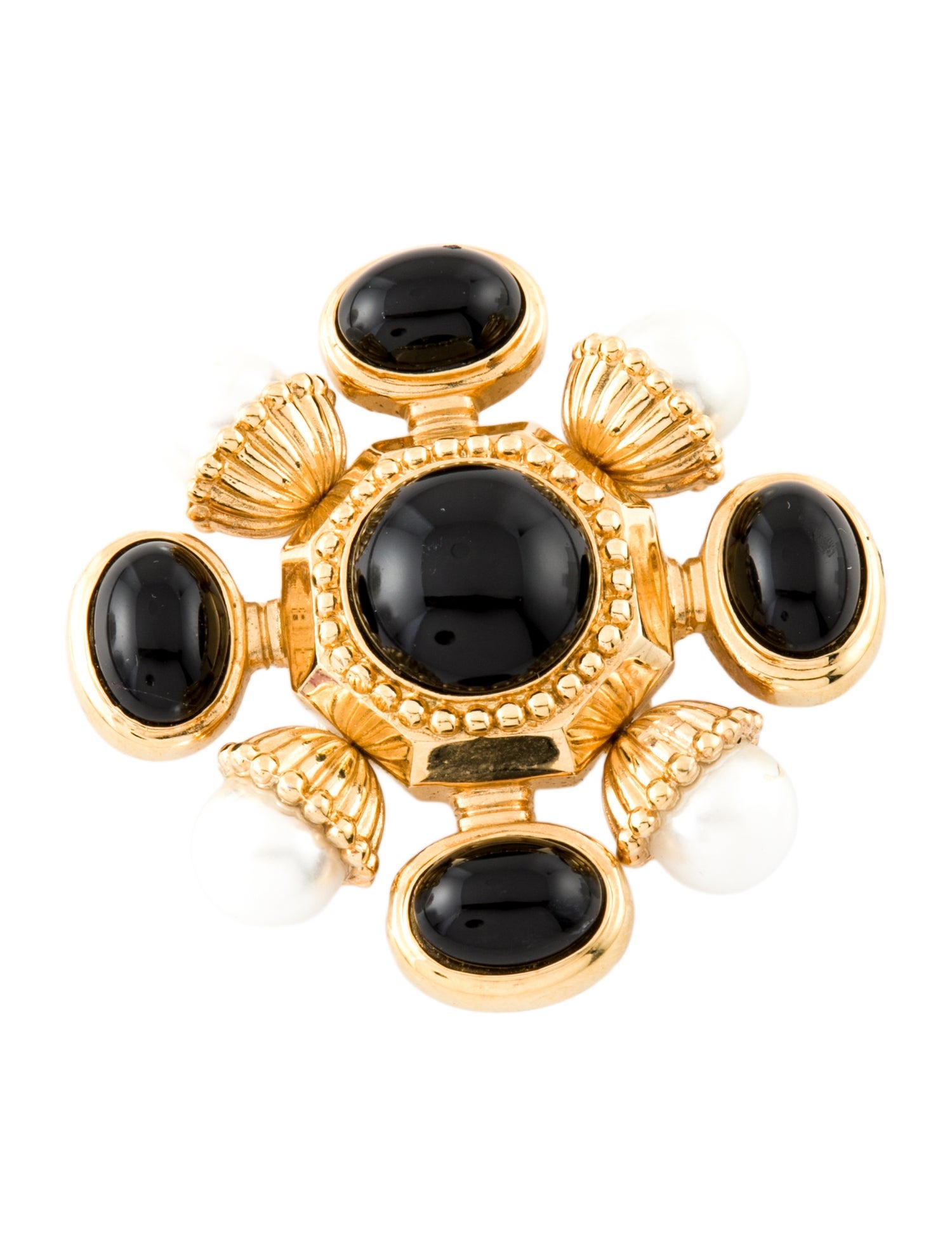 St. John Faux Pearl & Resin Pin Brooch