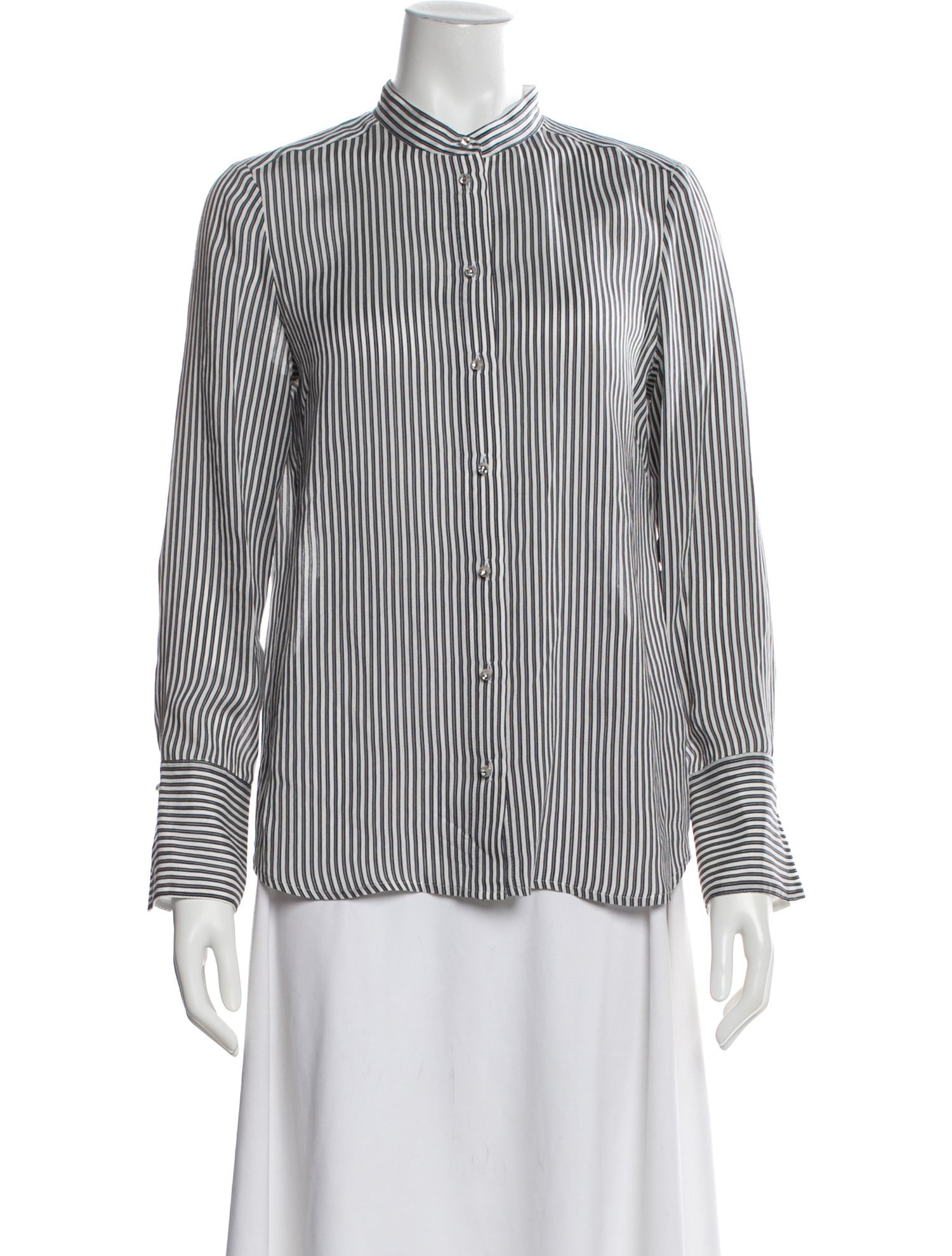 St. John Striped Long Sleeve Blouse