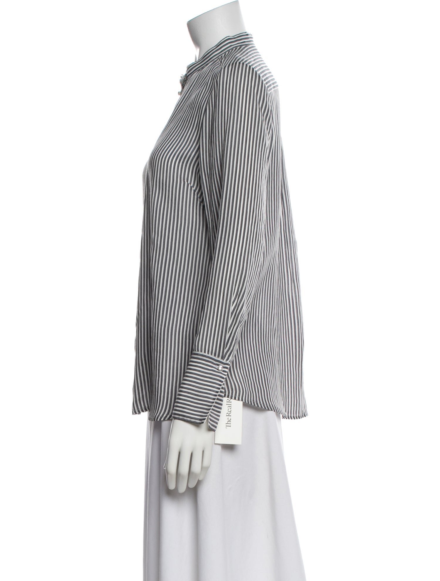 St. John Striped Long Sleeve Blouse