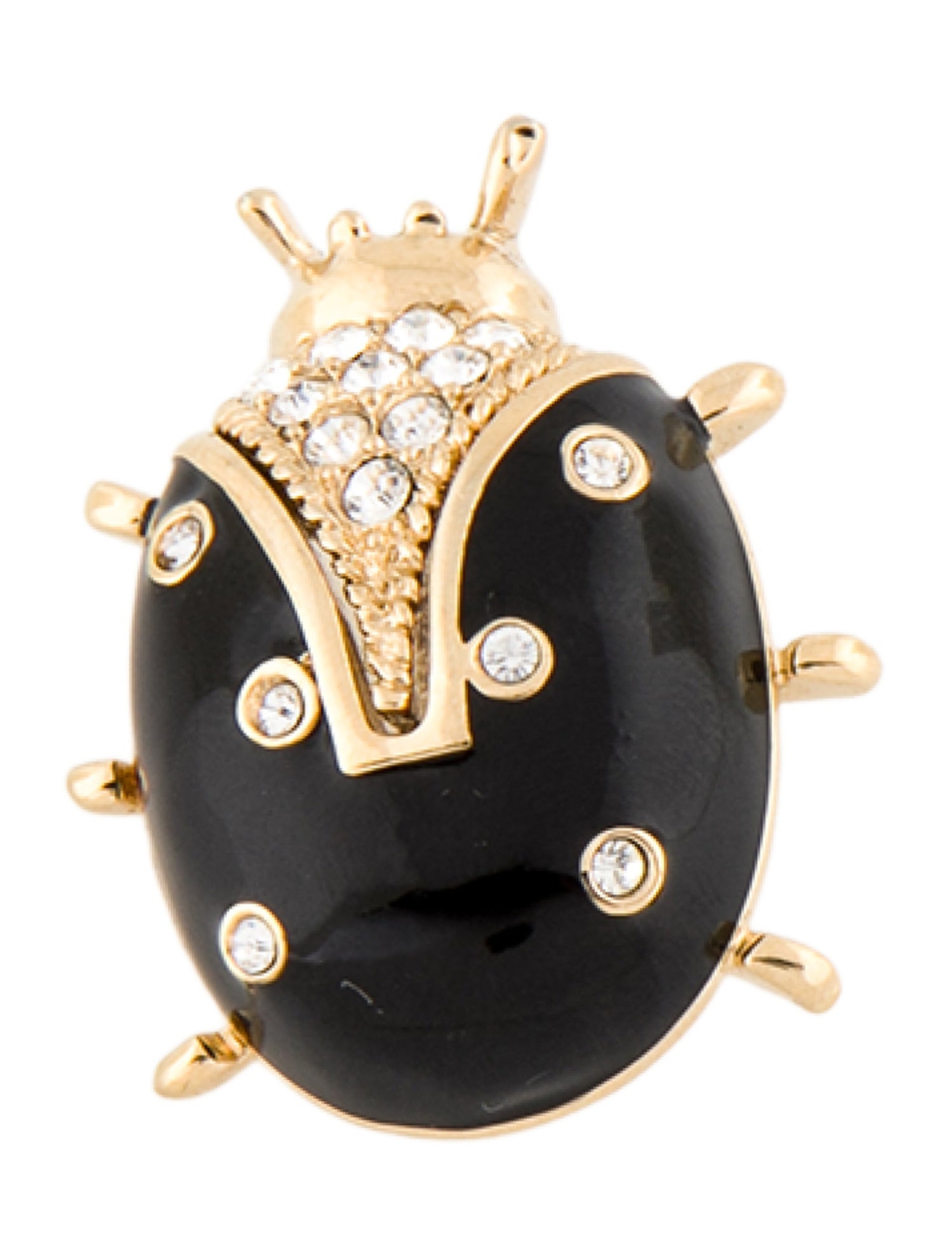 St. John Vintage Enamel & Crystal Ladybug Pin Brooch