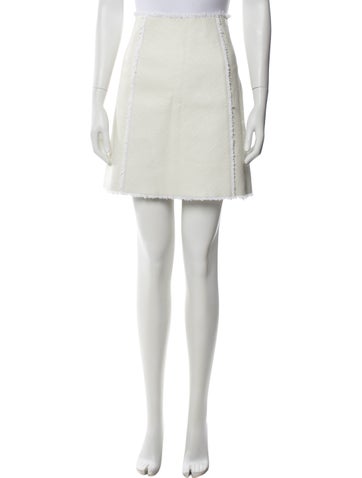 Pre-owned St John Leather Mini Skirt In Neutral