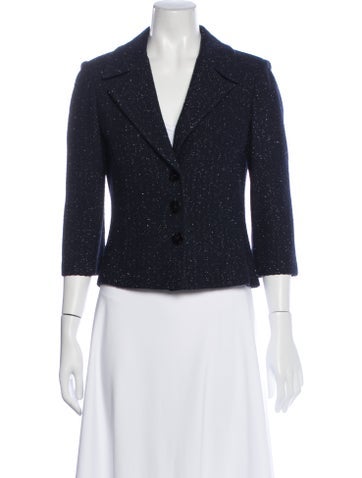 Pre-owned St John Polka Dot Print Blazer In Blue