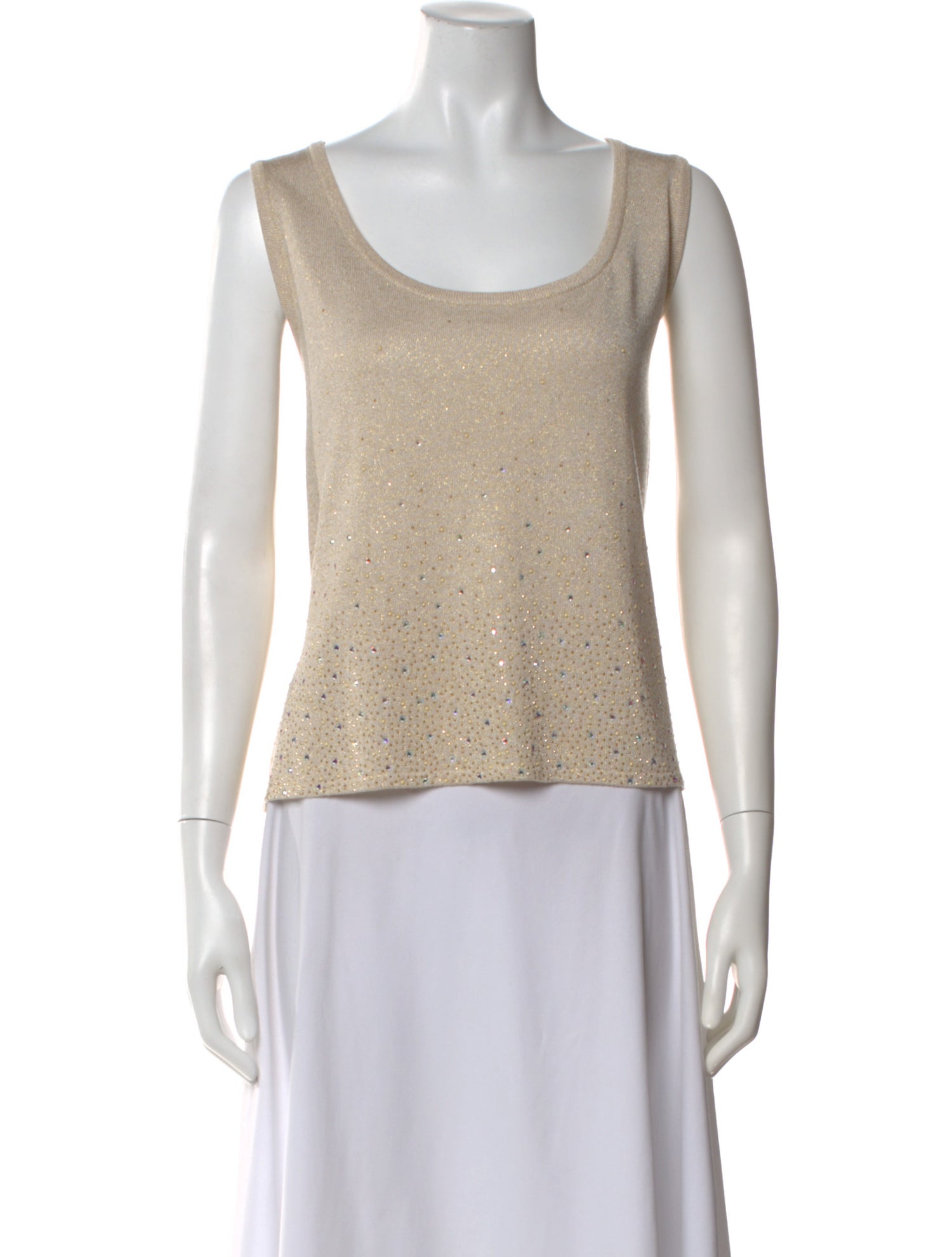 St. John Patterned Scoop Neck Top