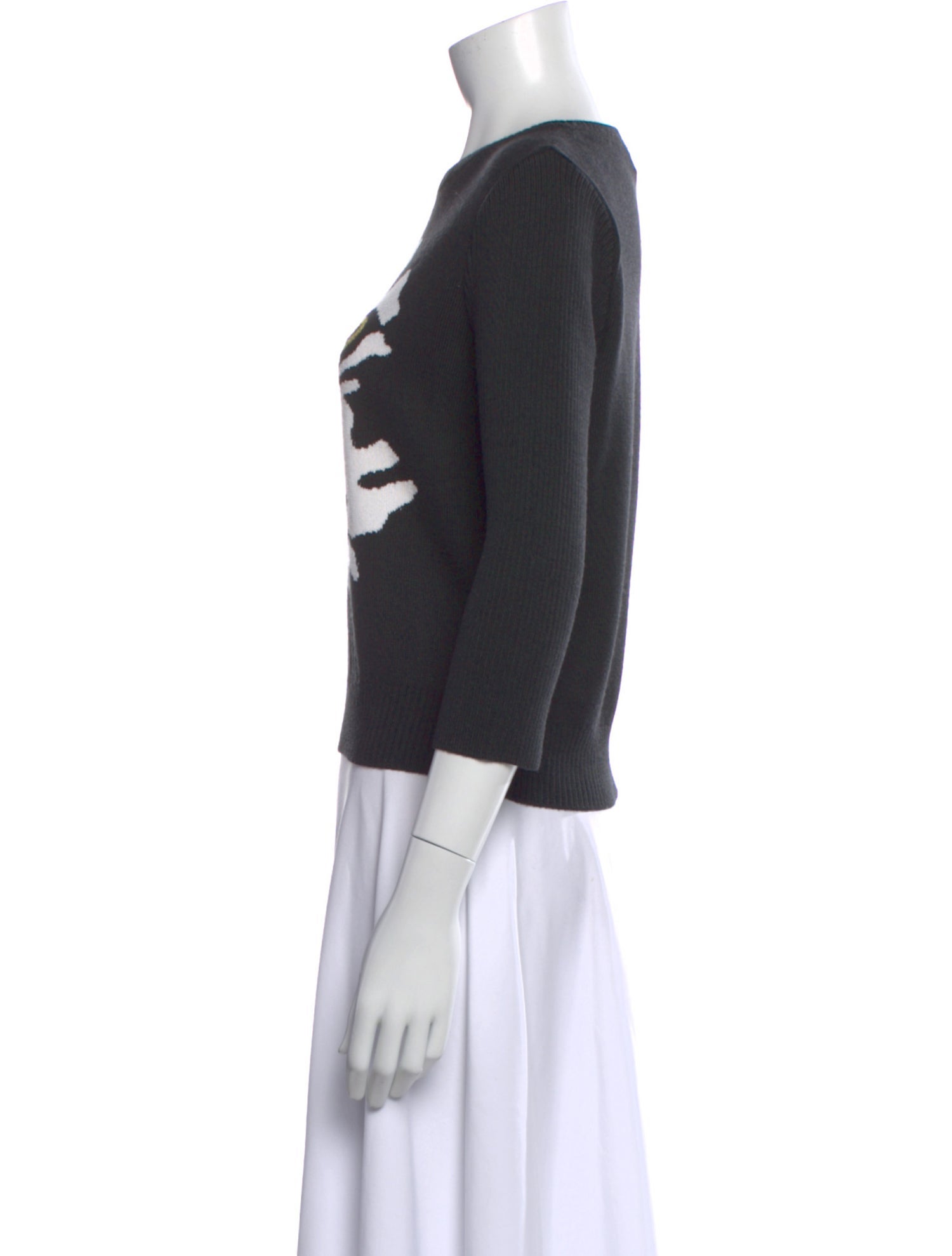 St. John Wool Graphic Print Top