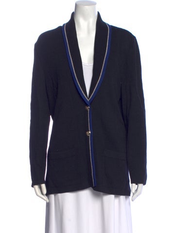 Pre-owned St John Open Front Sweater In Blue