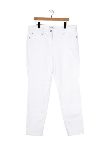 Pre-owned St John Mid-rise Straight Leg Jeans In White