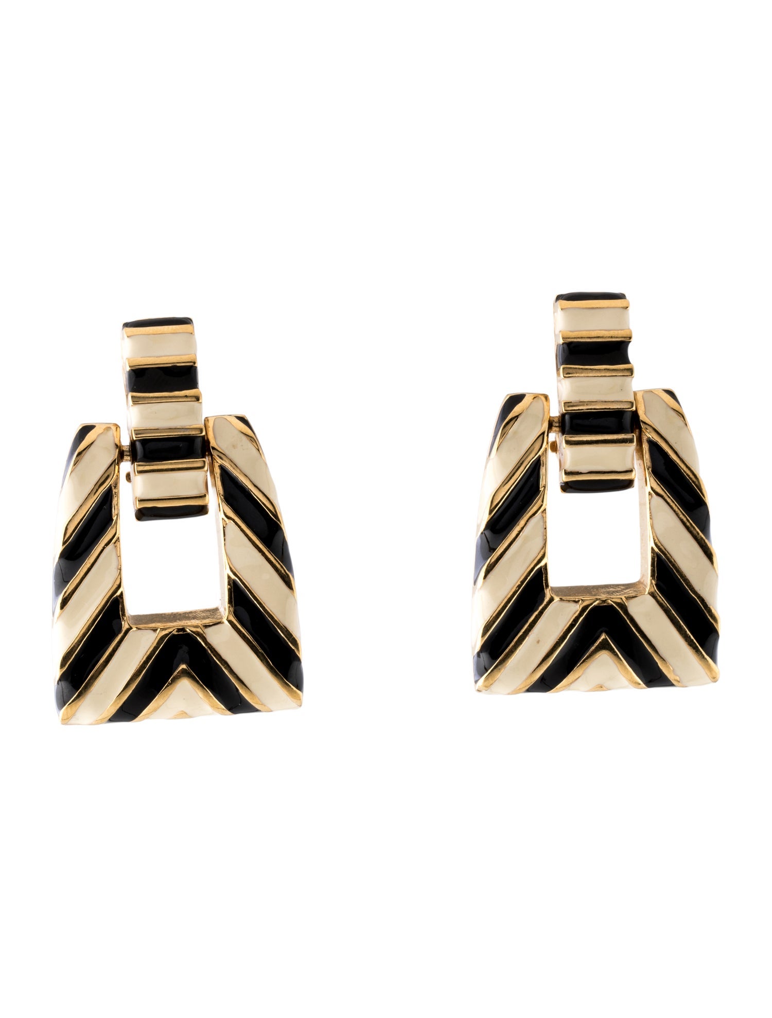 St. John Enamel Door Knocker Clip-On Earrings
