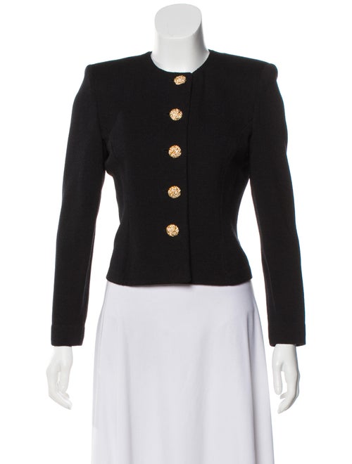 St. John Collarless Casual Blazer Black