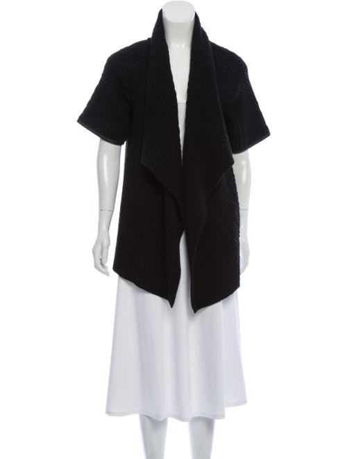 St. John Wool Cable-Knit Cardigan Black