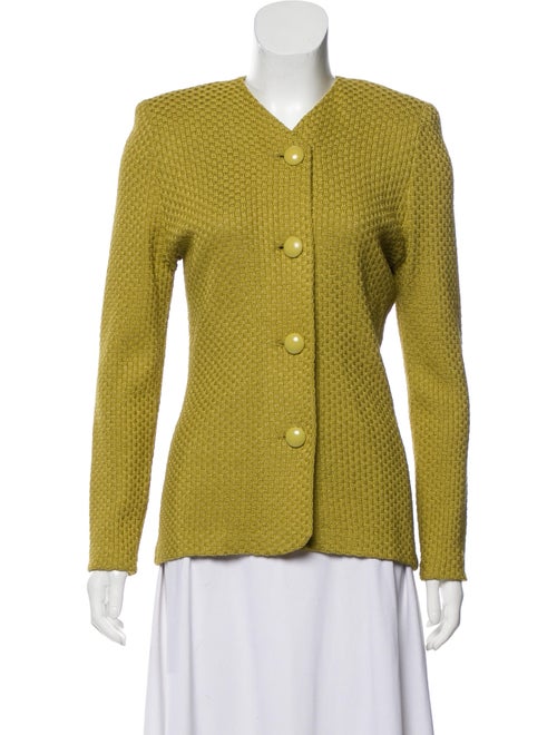 St. John Textured Knit Jacket Green