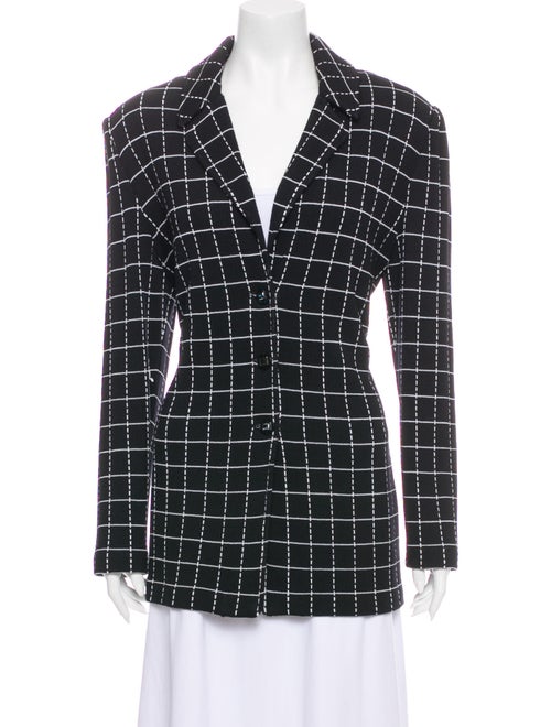 St. John Plaid Print Blazer Black