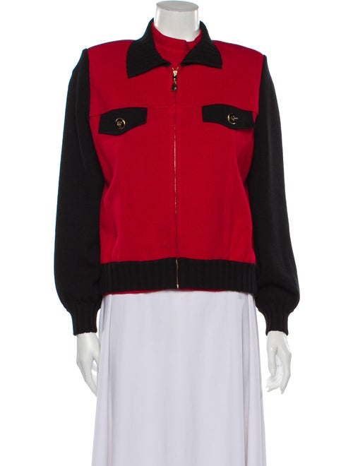 St. John Zip-Up Knit Jacket Set black